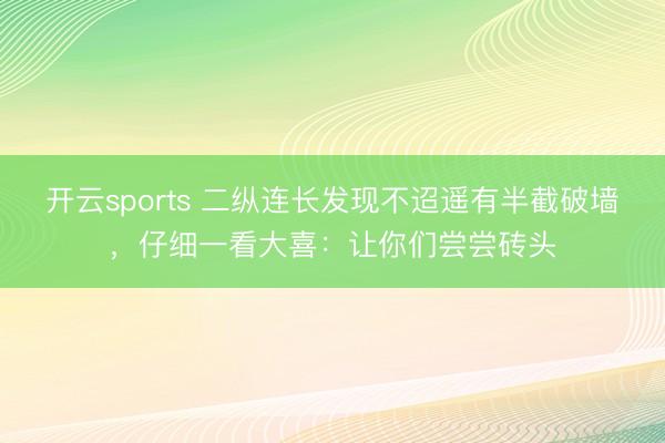 开云sports 二纵连长发现不迢遥有半截破墙,仔细一看大喜:让你们尝尝砖头