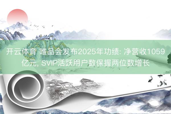 开云体育 唯品会发布2025年功绩: 净营收1059亿元, SVIP活跃用户数保握两位数增长